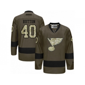 Men's Reebok St. Louis Blues #40 Carter Hutton Authentic Green Salute to Service NHL Jersey