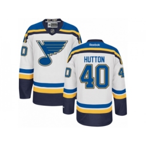 Men's Reebok St. Louis Blues #40 Carter Hutton Authentic White Away NHL Jersey