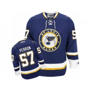 Men's Reebok St. Louis Blues #57 David Perron Authentic Navy Blue Third NHL Jersey