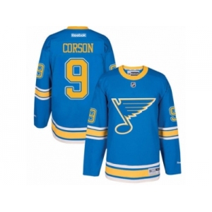 Men's Reebok St. Louis Blues #9 Shayne Corson Authentic Blue 2017 Winter Classic NHL Jersey