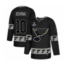 Men's St. Louis Blues #10 Brayden Schenn Authentic Black Team Logo Fashion 2019 Stanley Cup Champions Hockey Jersey