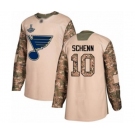 Men's St. Louis Blues #10 Brayden Schenn Authentic Camo Veterans Day Practice 2019 Stanley Cup Champions Hockey Jersey