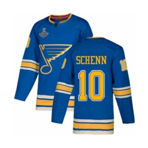 Men's St. Louis Blues #10 Brayden Schenn Authentic Navy Blue Alternate 2019 Stanley Cup Champions Hockey Jersey