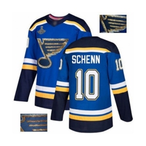 Men's St. Louis Blues #10 Brayden Schenn Authentic Royal Blue Fashion Gold 2019 Stanley Cup Champions Hockey Jersey