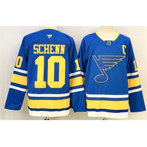 Men's St. Louis Blues #10 Brayden Schenn Blue 2025 With C Patch Stitched Hockey Jersey