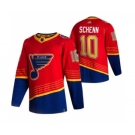 Men's St. Louis Blues #10 Brayden Schenn Red 2020-21 Reverse Retro Alternate Hockey Jersey