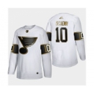 Men's St. Louis Blues #10 Brayden Schenn White Golden Edition Limited Stitched Hockey Jersey