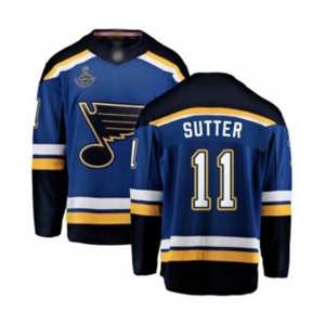 Men's St. Louis Blues #11 Brian Sutter Fanatics Branded Royal Blue Home Breakaway 2019 Stanley Cup Champions Hockey Jersey