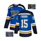 Men's St. Louis Blues #15 Robby Fabbri Authentic Royal Blue Fashion Gold 2019 Stanley Cup Champions Hockey Jersey