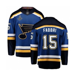 Men's St. Louis Blues #15 Robby Fabbri Fanatics Branded Royal Blue Home Breakaway 2019 Stanley Cup Champions Hockey Jersey