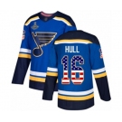 Men's St. Louis Blues #16 Brett Hull Authentic Blue USA Flag Fashion 2019 Stanley Cup Champions Hockey Jersey