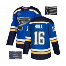 Men's St. Louis Blues #16 Brett Hull Authentic Royal Blue Fashion Gold 2019 Stanley Cup Champions Hockey Jersey