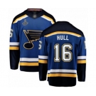 Men's St. Louis Blues #16 Brett Hull Fanatics Branded Royal Blue Home Breakaway 2019 Stanley Cup Champions Hockey Jersey