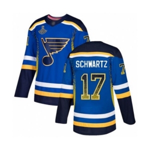 Men's St. Louis Blues #17 Jaden Schwartz Authentic Blue Drift Fashion 2019 Stanley Cup Champions Hockey Jersey