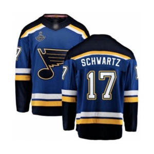 Men's St. Louis Blues #17 Jaden Schwartz Fanatics Branded Royal Blue Home Breakaway 2019 Stanley Cup Champions Hockey Jersey