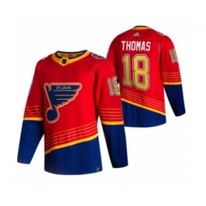 Men's St. Louis Blues #18 Robert Thomas Red 2020-21 Reverse Retro Alternate Hockey Jersey