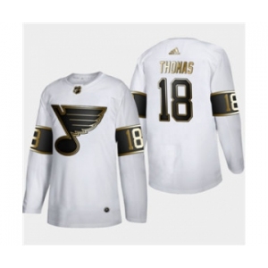 Men's St. Louis Blues #18 Robert Thomas White Golden Edition Limited Stitched Hockey Jersey