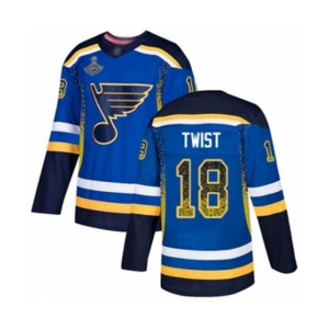 Men's St. Louis Blues #18 Tony Twist Authentic Blue Drift Fashion 2019 Stanley Cup Champions Hockey Jersey