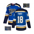 Men's St. Louis Blues #18 Tony Twist Authentic Royal Blue Fashion Gold 2019 Stanley Cup Champions Hockey Jersey