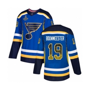 Men's St. Louis Blues #19 Jay Bouwmeester Authentic Blue Drift Fashion 2019 Stanley Cup Champions Hockey Jersey