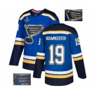 Men's St. Louis Blues #19 Jay Bouwmeester Authentic Royal Blue Fashion Gold 2019 Stanley Cup Champions Hockey Jersey