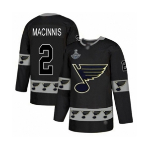 Men's St. Louis Blues #2 Al Macinnis Authentic Black Team Logo Fashion 2019 Stanley Cup Champions Hockey Jersey