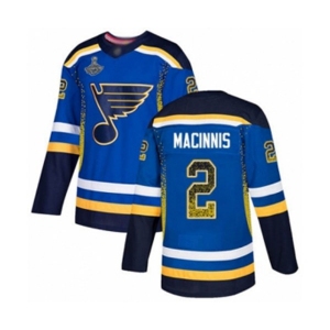 Men's St. Louis Blues #2 Al Macinnis Authentic Blue Drift Fashion 2019 Stanley Cup Champions Hockey Jersey