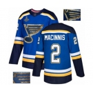 Men's St. Louis Blues #2 Al Macinnis Authentic Royal Blue Fashion Gold 2019 Stanley Cup Champions Hockey Jersey