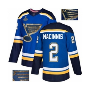 Men's St. Louis Blues #2 Al Macinnis Authentic Royal Blue Fashion Gold 2019 Stanley Cup Champions Hockey Jersey