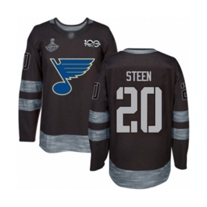 Men's St. Louis Blues #20 Alexander Steen Authentic Black 1917-2017 100th Anniversary 2019 Stanley Cup Champions Hockey Jersey