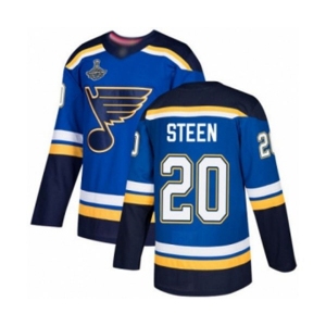 Men's St. Louis Blues #20 Alexander Steen Authentic Royal Blue Home 2019 Stanley Cup Champions Hockey Jersey