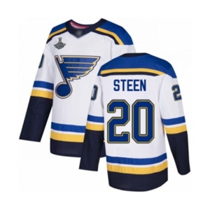 Men's St. Louis Blues #20 Alexander Steen Authentic White Away 2019 Stanley Cup Champions Hockey Jersey