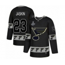 Men's St. Louis Blues #23 Dmitrij Jaskin Authentic Black Team Logo Fashion 2019 Stanley Cup Champions Hockey Jersey