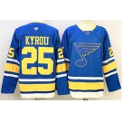Men's St. Louis Blues #25 Jordan Kyrou Blue 2025 Stitched Hockey Jersey