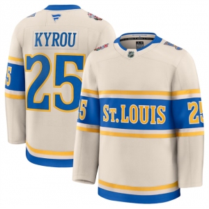 Men's St. Louis Blues #25 Jordan Kyrou Cream 2024-25 Winter Classic Stitched Hockey Jersey