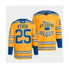 Men's St. Louis Blues #25 Jordan Kyrou Yellow 2022-23 Reverse Retro Stitched Jersey