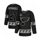 Men's St. Louis Blues #27 Alex Pietrangelo Authentic Black Team Logo Fashion 2019 Stanley Cup Champions Hockey Jersey