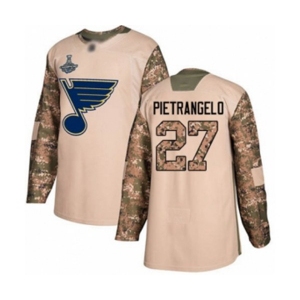 Men's St. Louis Blues #27 Alex Pietrangelo Authentic Camo Veterans Day Practice 2019 Stanley Cup Champions Hockey Jersey