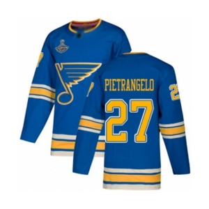 Men's St. Louis Blues #27 Alex Pietrangelo Authentic Navy Blue Alternate 2019 Stanley Cup Champions Hockey Jersey
