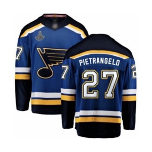 Men's St. Louis Blues #27 Alex Pietrangelo Fanatics Branded Royal Blue Home Breakaway 2019 Stanley Cup Champions Hockey Jersey