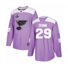 Men's St. Louis Blues #29 Vince Dunn Authentic Purple Fights Cancer Practice 2019 Stanley Cup Champions Hockey Jersey