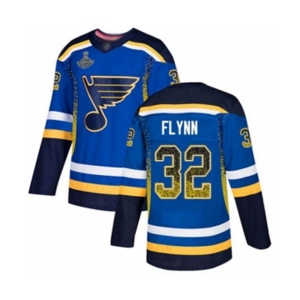 Men's St. Louis Blues #32 Brian Flynn Authentic Blue Drift Fashion 2019 Stanley Cup Champions Hockey Jersey