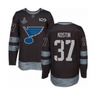 Men's St. Louis Blues #37 Klim Kostin Authentic Black 1917-2017 100th Anniversary 2019 Stanley Cup Champions Hockey Jersey