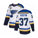 Men's St. Louis Blues #37 Klim Kostin Authentic White Away 2019 Stanley Cup Champions Hockey Jersey