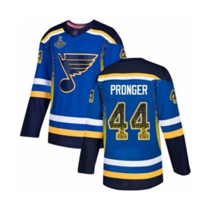 Men's St. Louis Blues #44 Chris Pronger Authentic Blue Drift Fashion 2019 Stanley Cup Champions Hockey Jersey