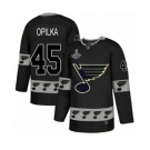 Men's St. Louis Blues #45 Luke Opilka Authentic Black Team Logo Fashion 2019 Stanley Cup Champions Hockey Jersey