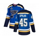 Men's St. Louis Blues #45 Luke Opilka Authentic Royal Blue Home 2019 Stanley Cup Champions Hockey Jersey