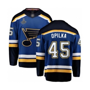 Men's St. Louis Blues #45 Luke Opilka Fanatics Branded Royal Blue Home Breakaway 2019 Stanley Cup Champions Hockey Jersey