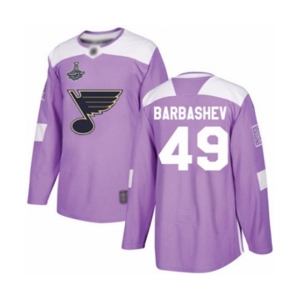 Men's St. Louis Blues #49 Ivan Barbashev Authentic Purple Fights Cancer Practice 2019 Stanley Cup Champions Hockey Jersey