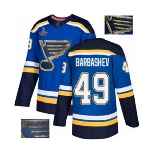 Men's St. Louis Blues #49 Ivan Barbashev Authentic Royal Blue Fashion Gold 2019 Stanley Cup Champions Hockey Jersey